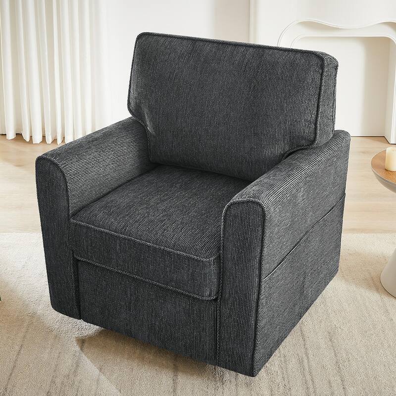 Round Lounge Chair Armchair Swivel Sofa Chair with Side Storage Pockets, Swivel Chair Accent Barrel Chair