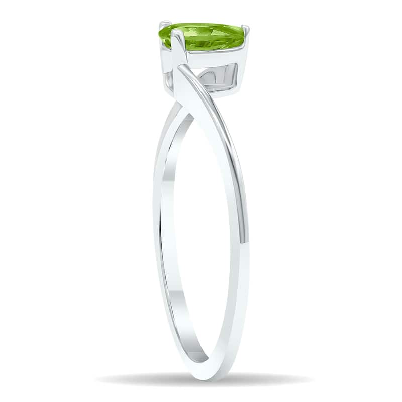 Women's Solitaire Peridot Wave Ring in 10K White Gold