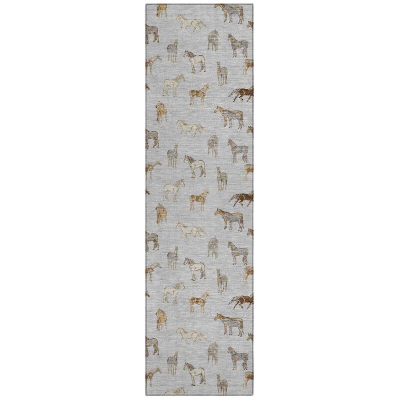 Machine Washable Indoor/ Outdoor Horses Chantille Rug