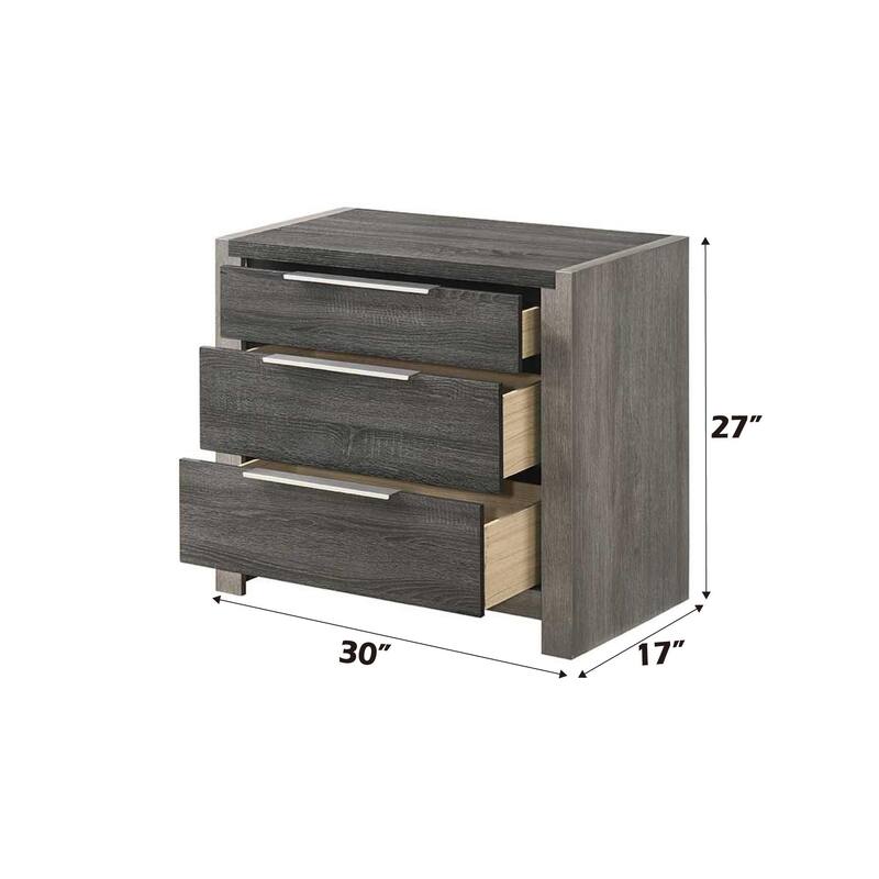 Elegant Gray Nightstand with 3 Spacious Storage Drawers