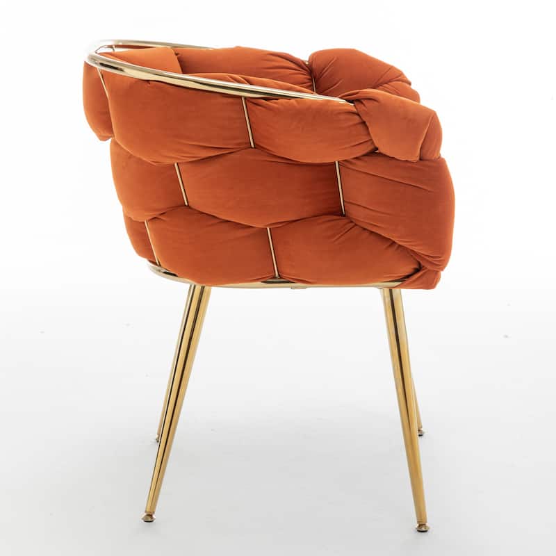 Modern 28.7" Velvet Upholstered Accent Chair with Gold - Plated Metal Legs