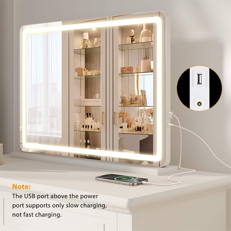 Lighted Makeup Mirror, Hollywood Vanity Mirror with Led Lights, Three Color Lighting Modes, Smart Touch Control Mirrors
