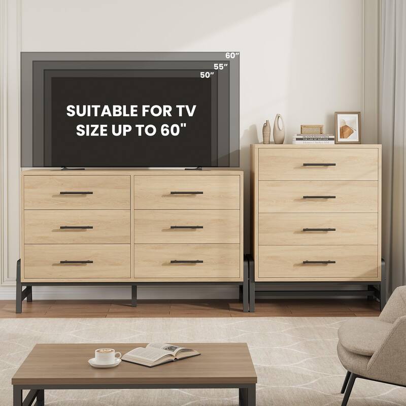 4/6/7 Drawer Dresser for Bedroom, Freestanding Wooden Storage Chest