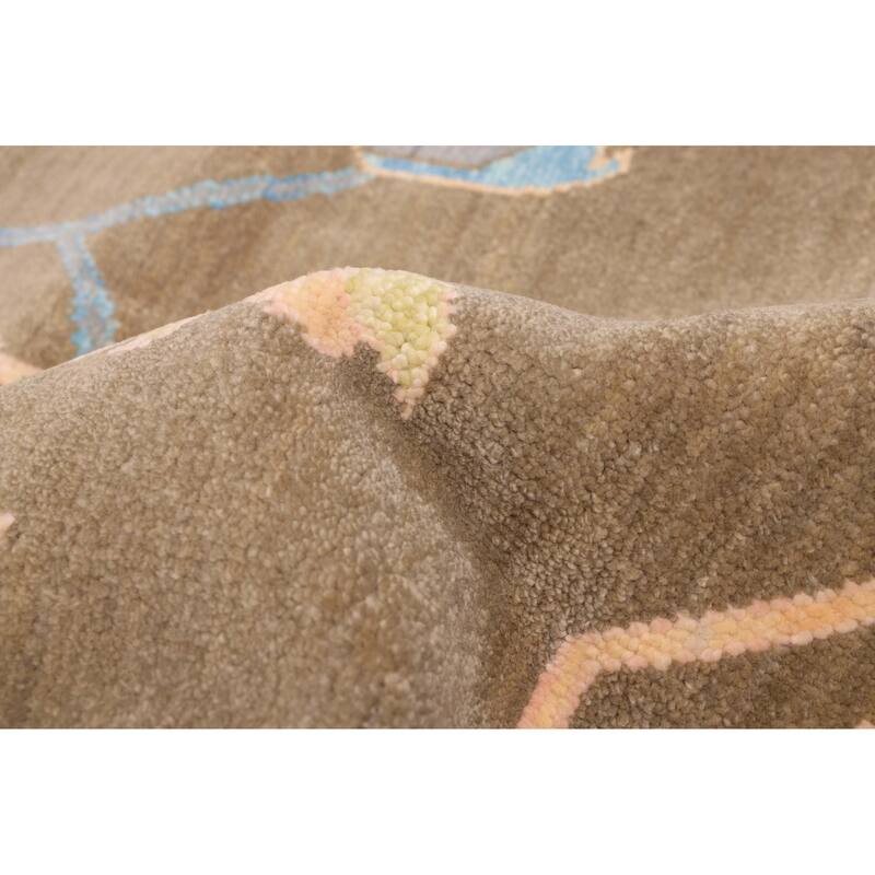 ECARPETGALLERY Hand-knotted Modern Oushak Brown Wool Rug - 7'11 x 9'11