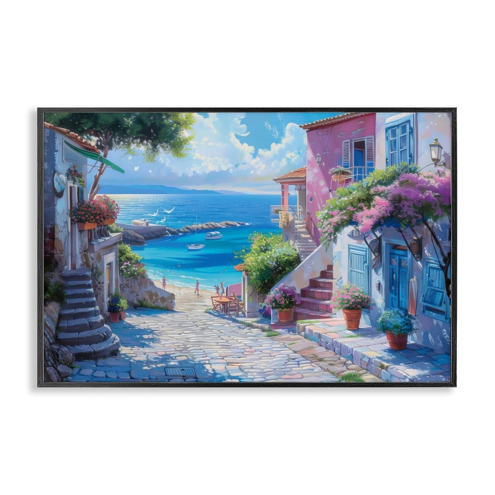 Stupell Seaside Village Cobblestones Framed Giclee Art Design By LSR Design Studio