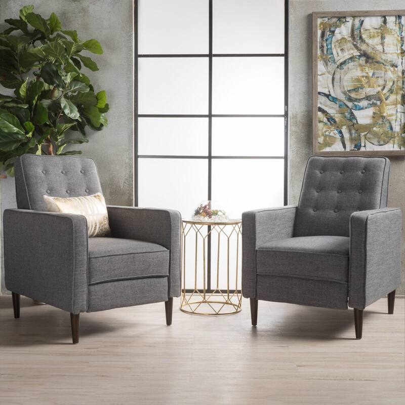 Mervynn Button Tufted Recliner (Set of 2) by Christopher Knight Home - Gray