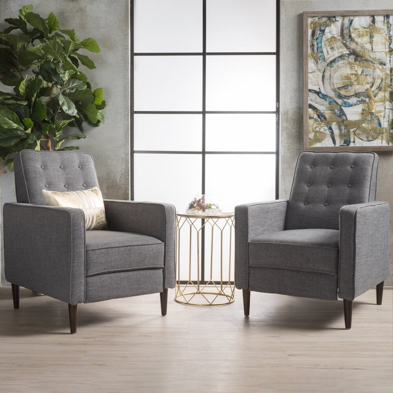 Mervynn Button Tufted Recliner (Set of 2) by Christopher Knight Home - Gray