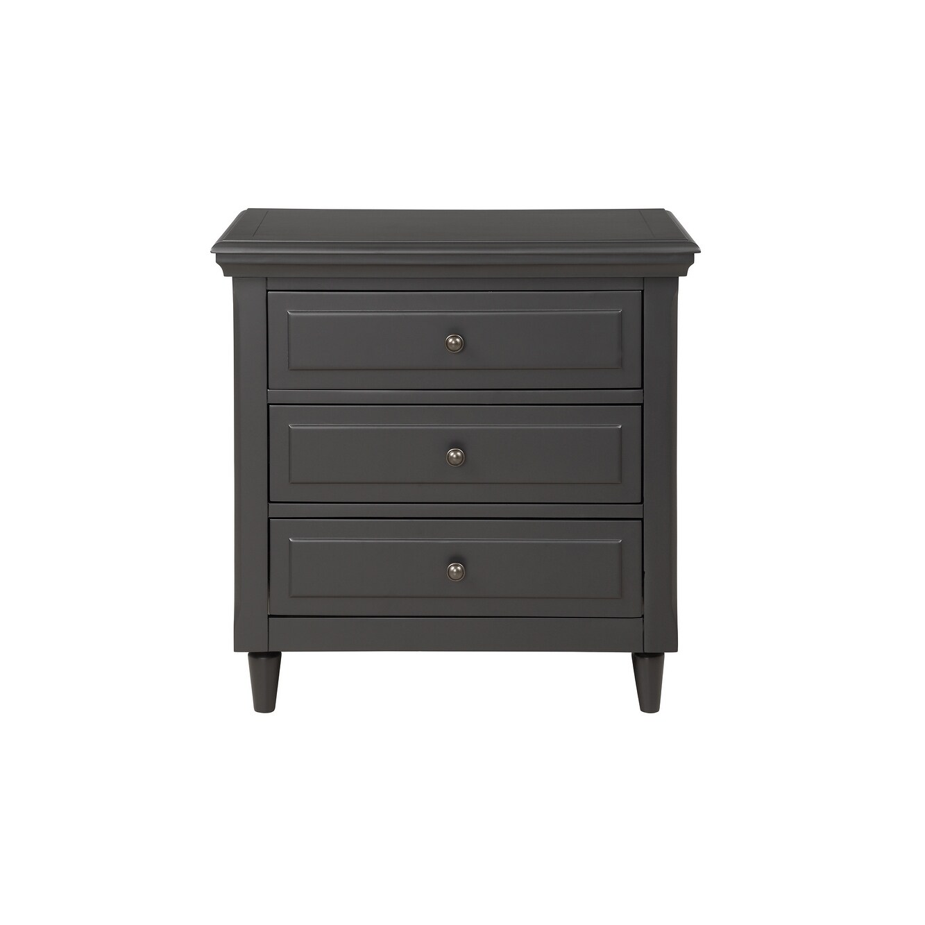 Black 3-Drawer Wood Nightstand for Bedroom & Living Room