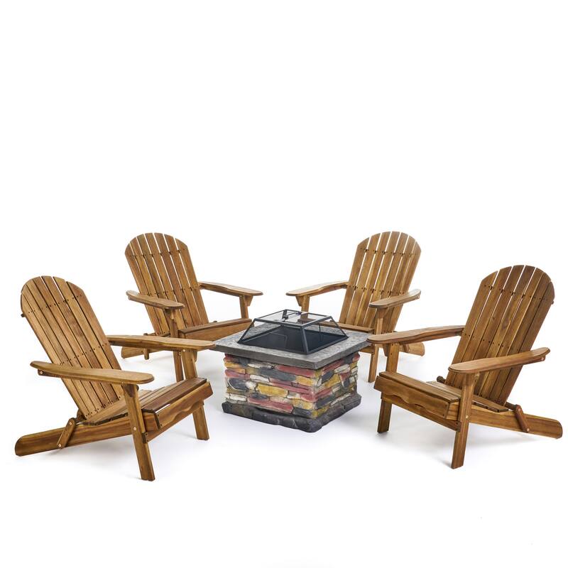 Marrion 5-piece Adirondack Chair Set with Fire Pit by Christopher Knight Home