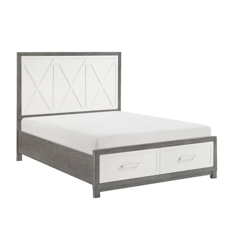 Queen Size Wood Platform Bed with Storage Footboard and Modern Design