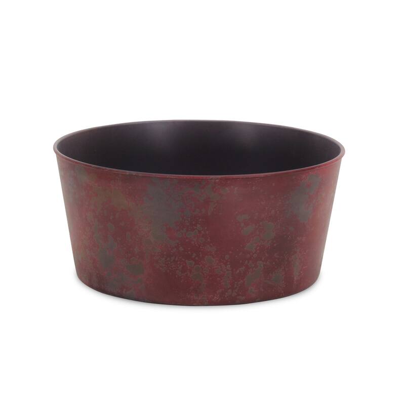 HomeRoots 12" Red Recycled Plastic Indoor Outdoor Round Pot Planter