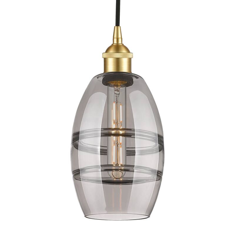 Innovations Lighting 616-1P 8 6 Vaz Pendant Vaz 6" Wide Cord-Hung Mini - Satin Gold / Light Smoke