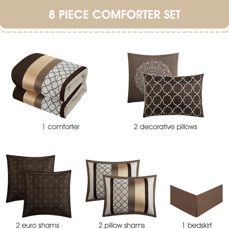 Nanshing Avalon Trellis 8-Piece Moroccan Print Comforter Set