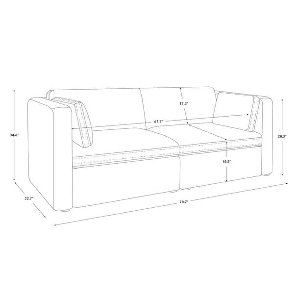 dimension image slide 5 of 6, Mia Oversized Modular Sectional Fabric Sofa