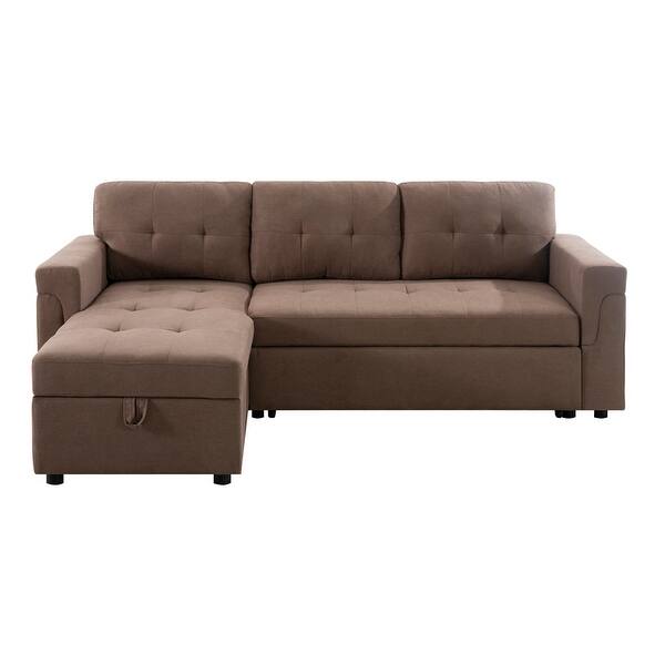 Perry Modern Reversible Sleeper Sectional Sofa with Storage Chaise