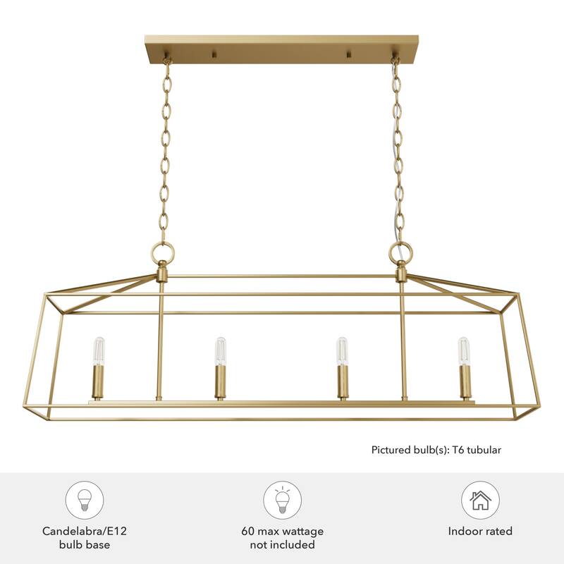 Hunter Fair Oaks 4-Light Linear Chandelier - Dining Room, Island - Modern, Transitional, Lantern, Geometric - Designer!