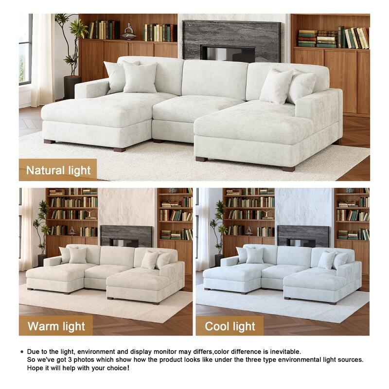 Oversized Chenille Modular Sectional Sofa With Deep Seat