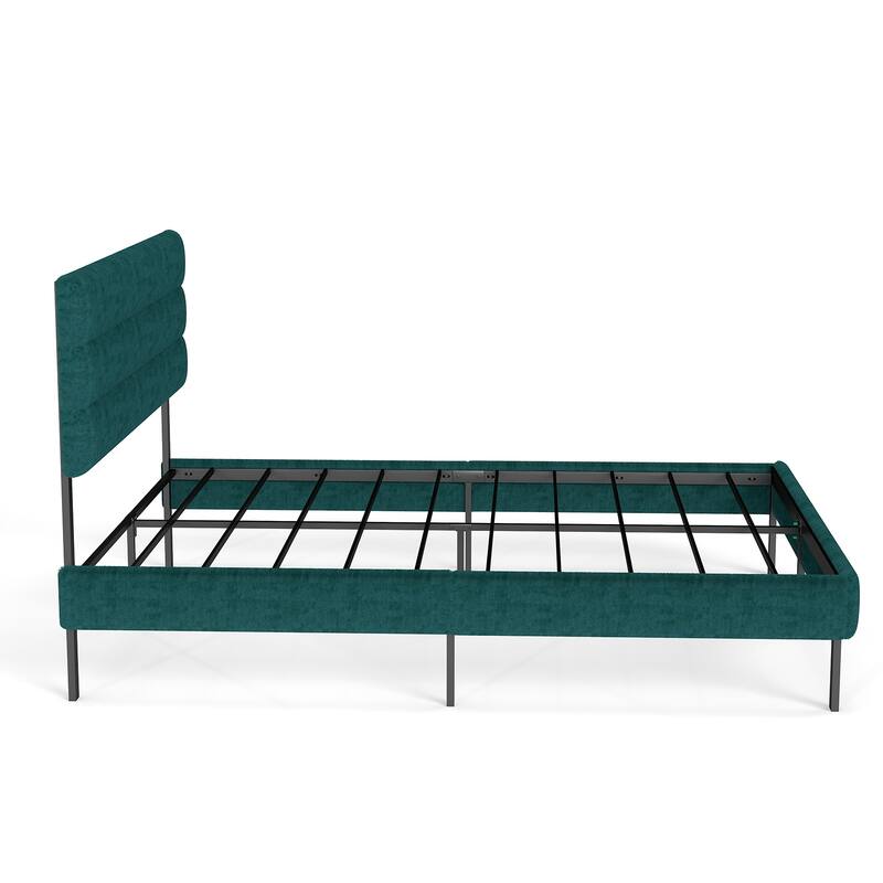 Bedroom Platform Bed Frame with Upholstered Headboard, 14" Underbed Storage, No Box Spring Required