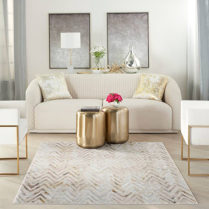 Nourison Glam Indoor Multicolored Chevron Area Rug - Multicolor - 5' x 8' - Rectangle