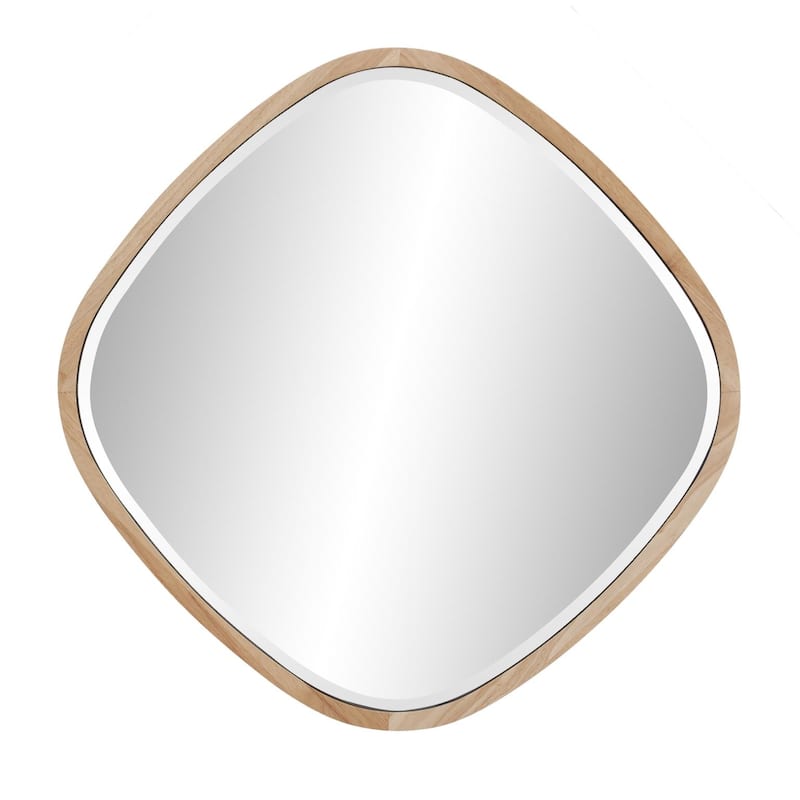 Allan Andrews Light Oak Wood Framed Beveled Wall Mirror