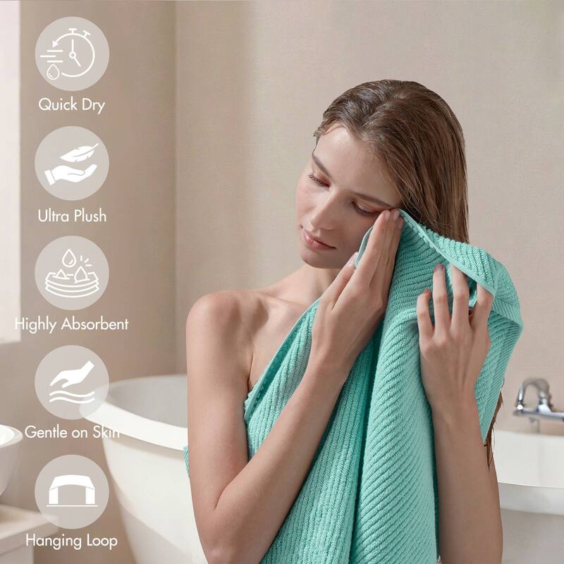 Madison Park Diagonal Ribbed Cotton Quick Dry Towel Set