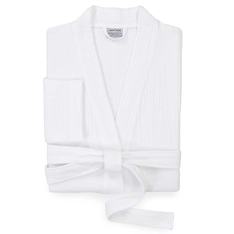 Authentic Hotel and Spa 100% Turkish Cotton Smyrna Luxury Robe - L/XL - White