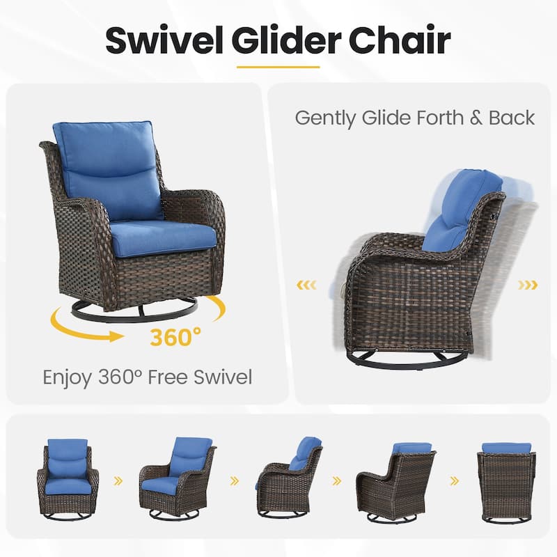 igh Back Outdoor Swivel Patio Wicker Chairs Set of 2