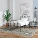 preview thumbnail 2 of 3, Twin size Farmhouse Adjustable Height Platform Bed in Black Gold Metal Finish