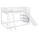 preview thumbnail 19 of 28, Bedroom Loft Bed with Ladder, Slide and Shelves Wood Full over Full Bunk with Full-length Guardrail, Slats Support Bed Frame