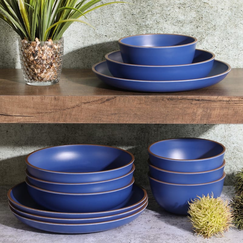 Gibson Home Rockabye 12 Piece Double Bowl Melamine Dinnerware Set