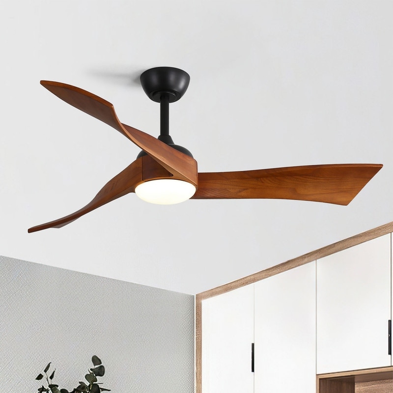 Sofucor 52" Solid Wood/ABS Noiseless Ceiling Fan with Dimmable Light Optional and Remote, 6-Speed Reversible, Smart Optional