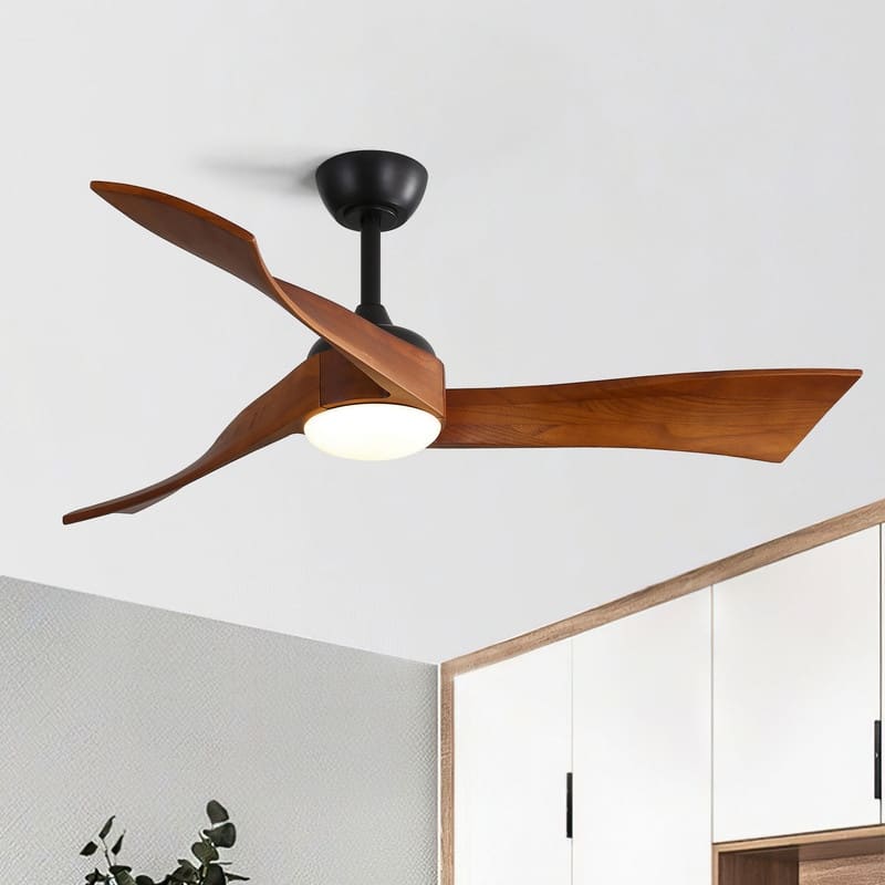 Sofucor 52" Solid Wood/ABS Noiseless Ceiling Fan with Dimmable Light Optional and Remote, 6-Speed Reversible, Smart Optional
