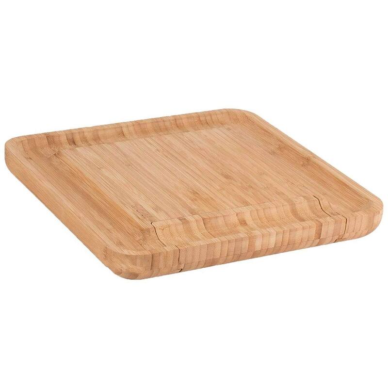 COMMERCIAL CHEF Cheese Board Premium Bamboo Kitchen Cutting Board Wood Set ,4 Stainless Steel Knife and Server Set, Large