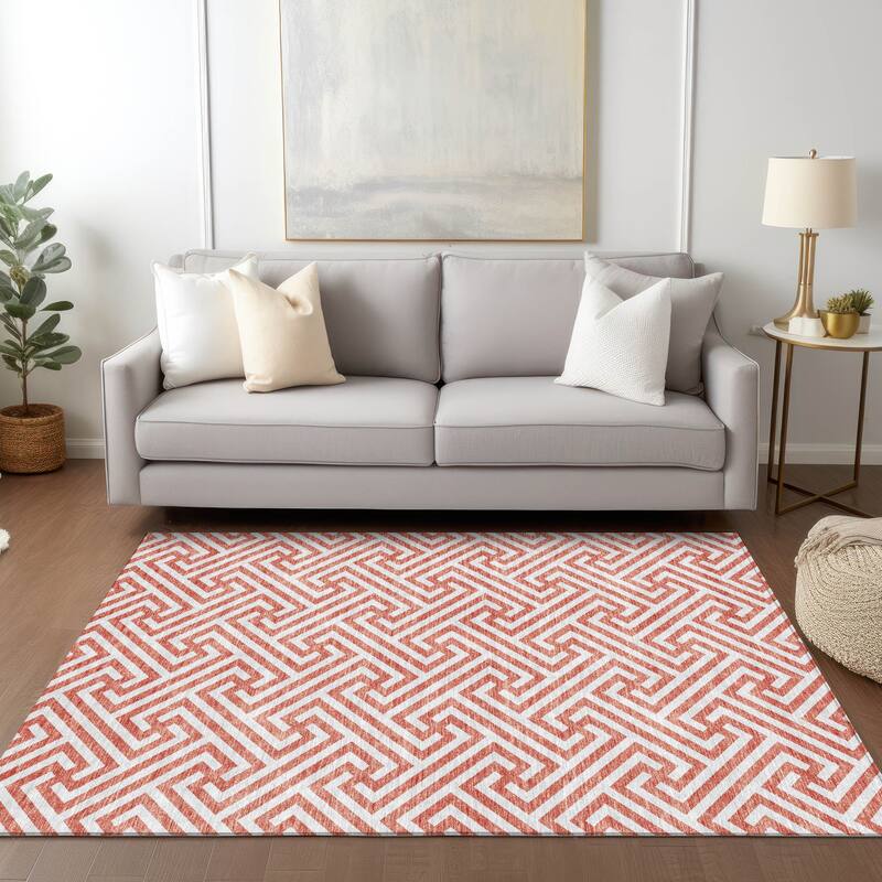 Machine Washable Indoor/ Outdoor Chantille Geo Modern Rug