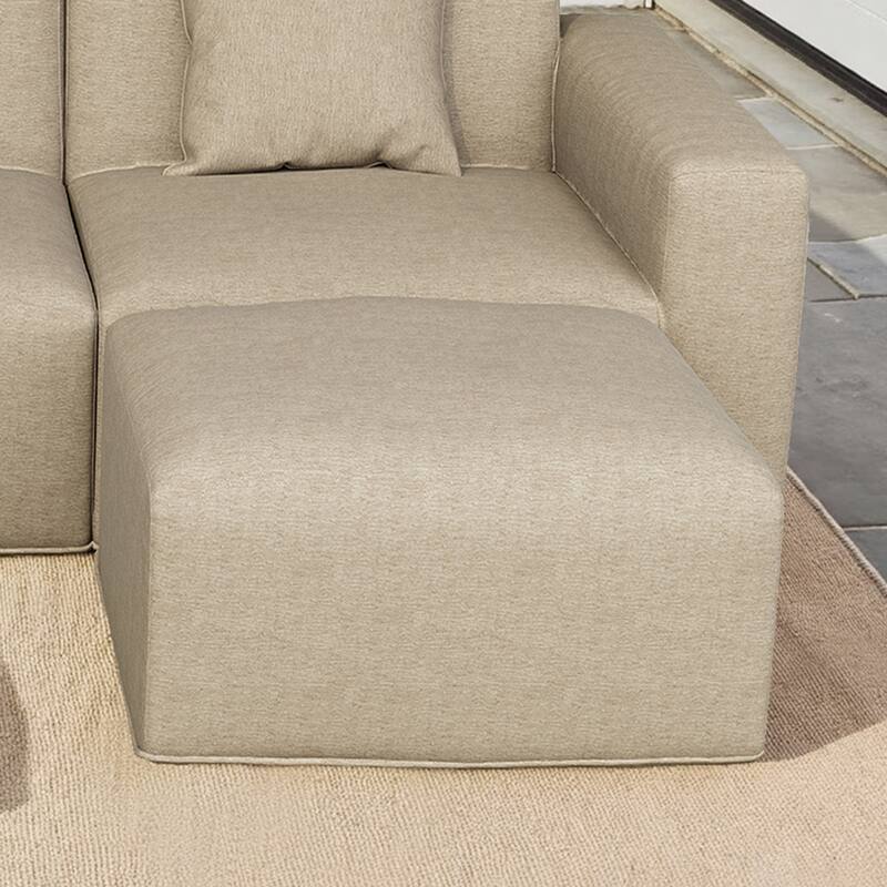 Outdoor No Assembly Patio Conversation Sets with Coffee Table, Ottoman - Camel-Ottoman