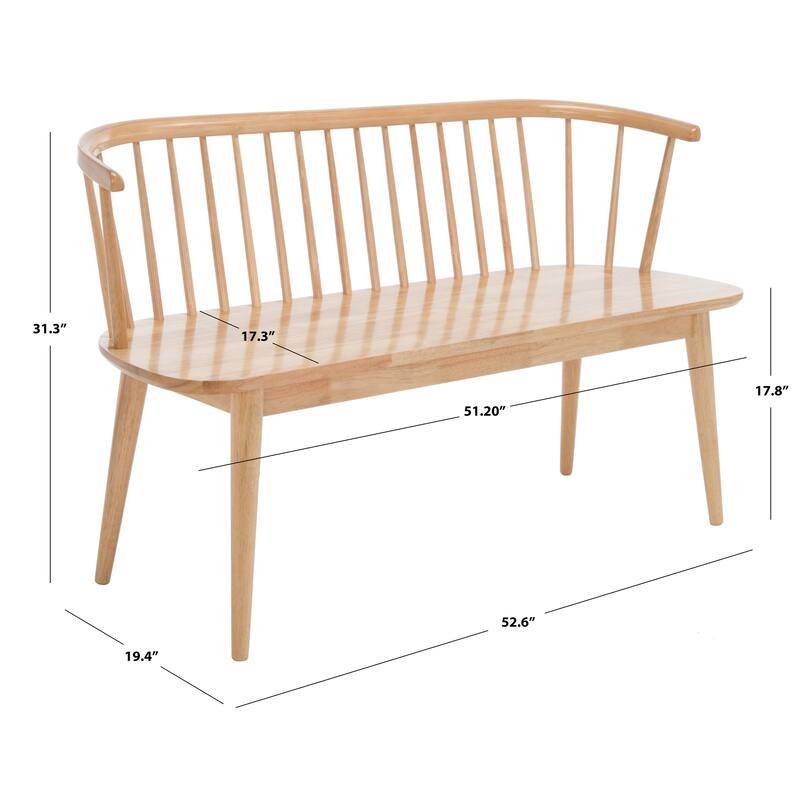 SAFAVIEH Sibyl Farmhouse Solid Wood Spindle Bench - 53"W x 19"D x 31"H
