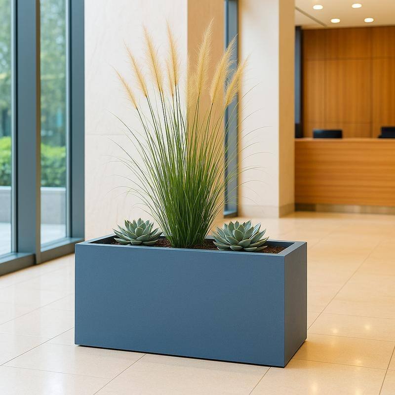 Bloom Rectangular Planter in Fiberstone for Modern Indoor and Outdoor Patio Planter Flower Pot with Drainage
