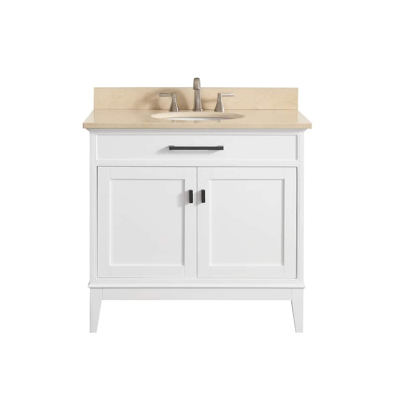 Madison 36 in. Single Sink Bathroom Vanity in White with Top - 37"W x 22"D