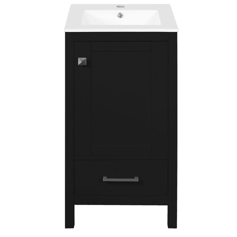 Modern Bathroom Vanity with Ceramic Sink - Soft-Close Drawers, Door Organizer, Divider Drawer