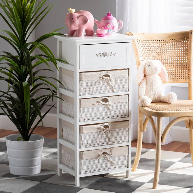 Madelia Modern and Contemporary 1-Drawer Wood Storage Unit-White