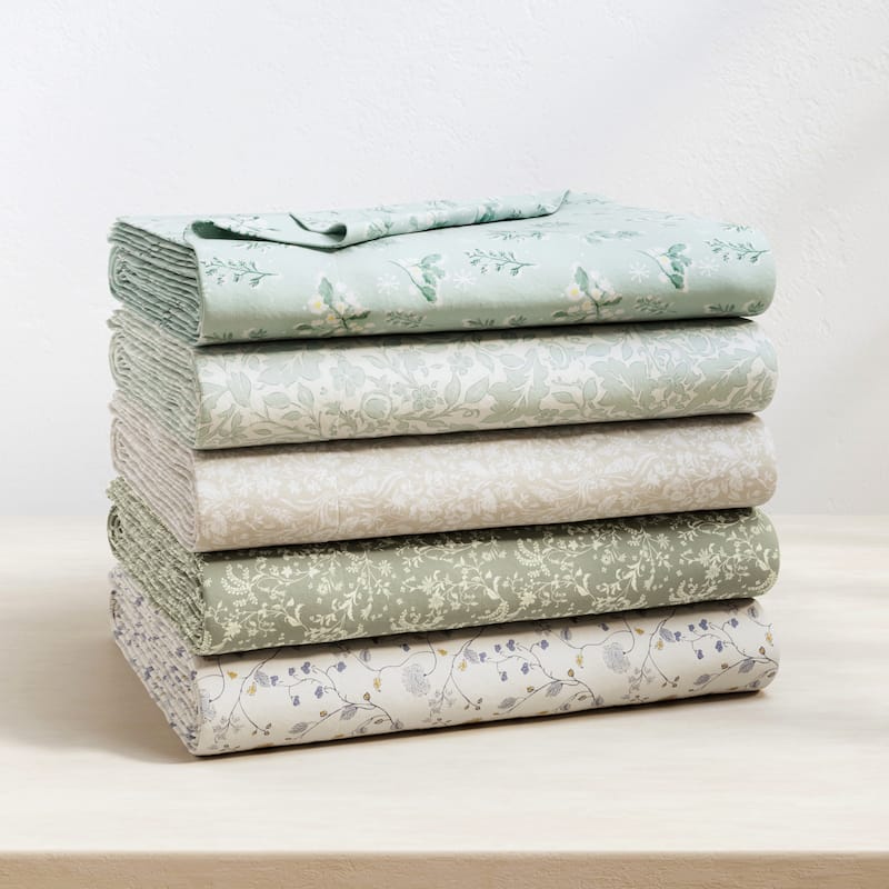 Linery & Co. Ultra-Soft Turkish Cotton Flannel Winter Floral Print Sheet Set