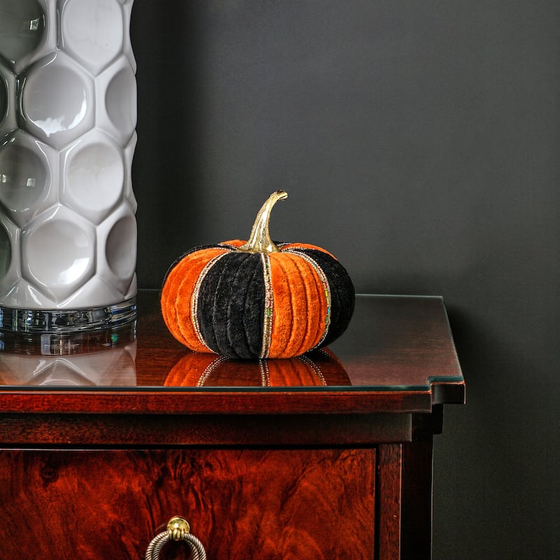 8" Velvet With Jewels Pumkin