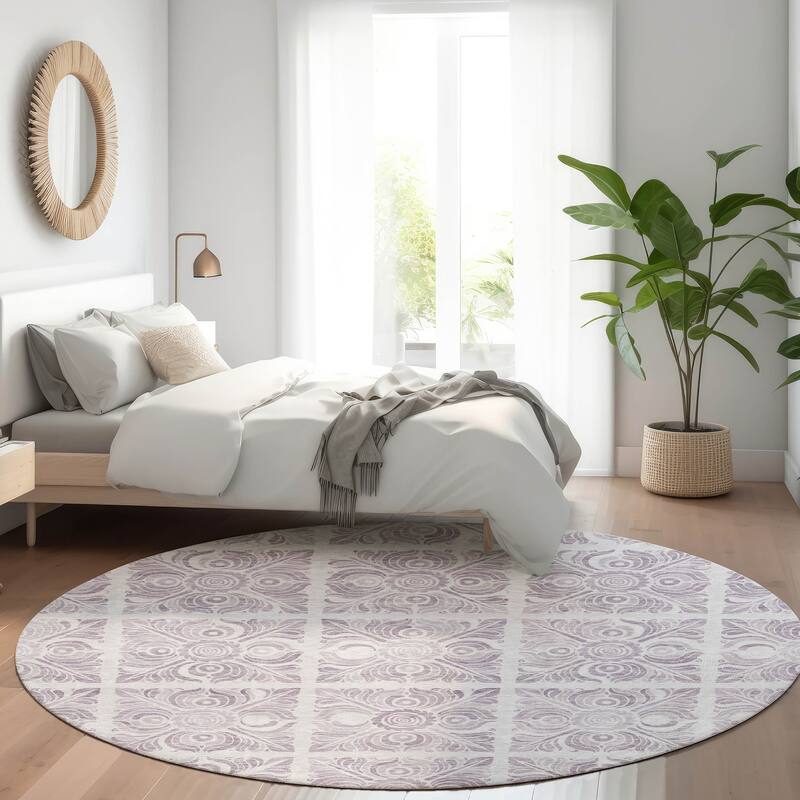 Premium Washable Super Soft Traditional Mosaic Mayfield Rug - Lavender - 8' x 8'