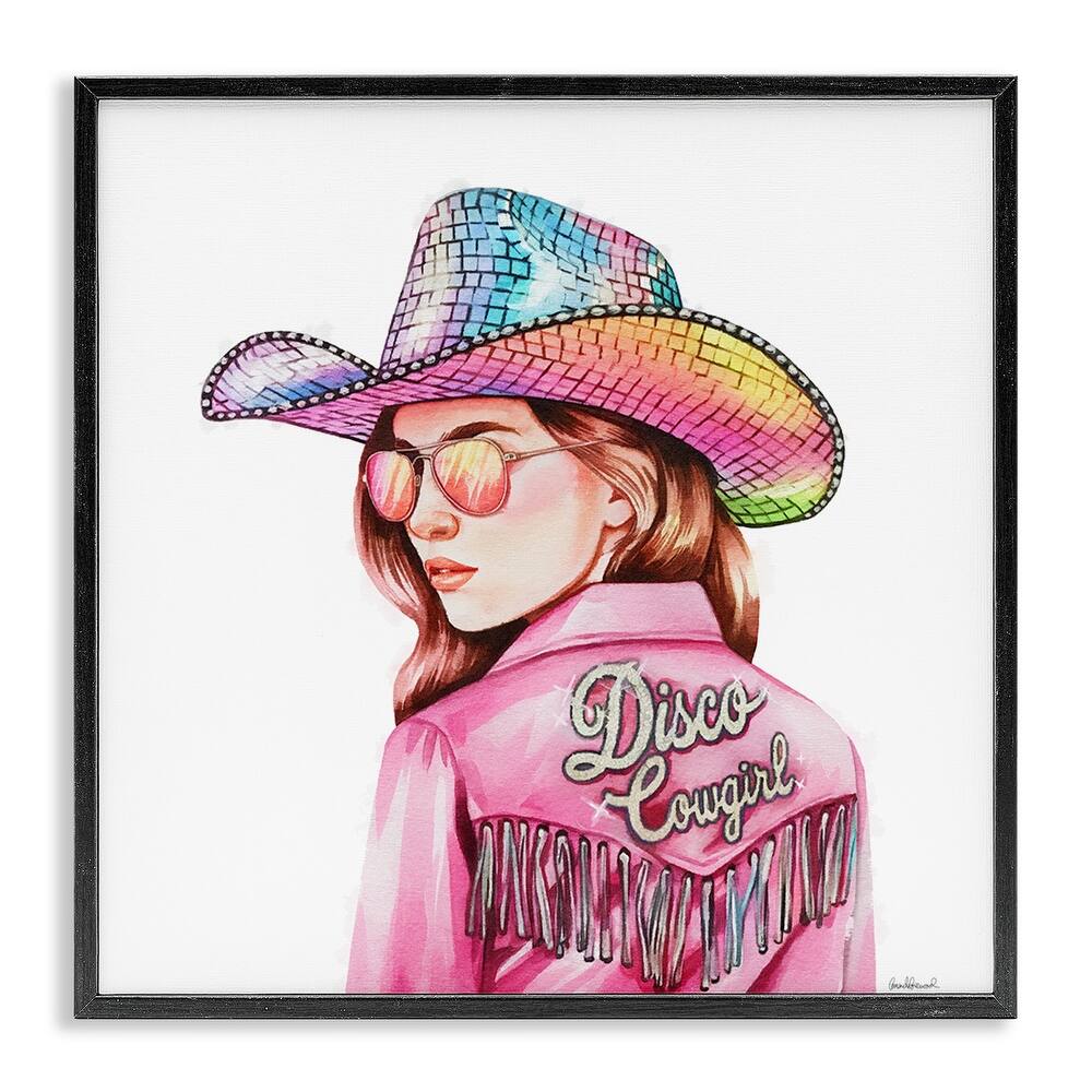 Stupell Pink Disco Cowgirl Framed Giclee Art Design By Amanda Greenwood