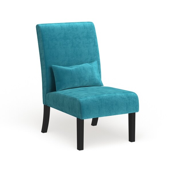 Porch & Den Vista Chenille Upholstered Armless Accent Chair with Matching Kidney Pillow