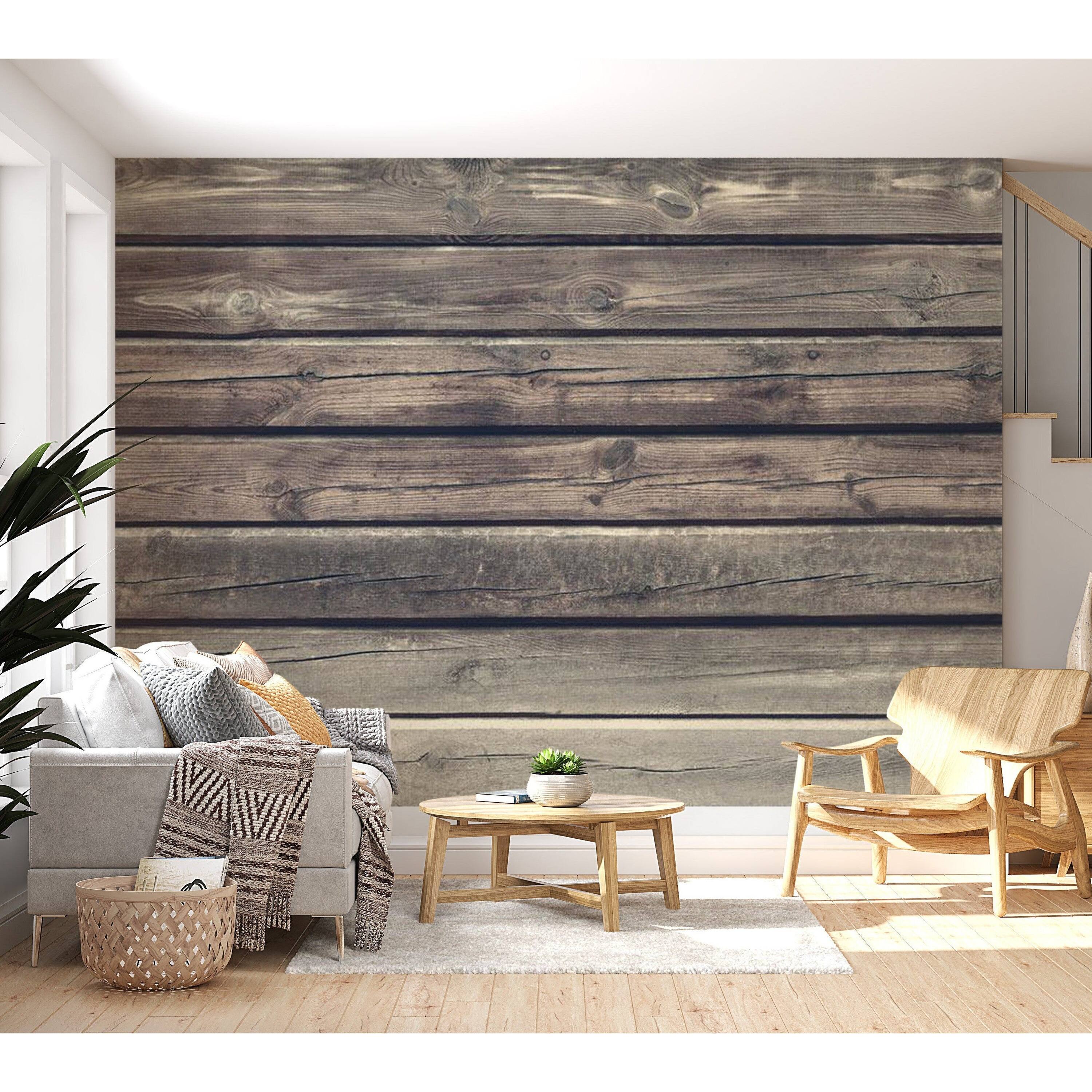 Peel & Stick Wall Mural Country Style Wooden Planks Removable