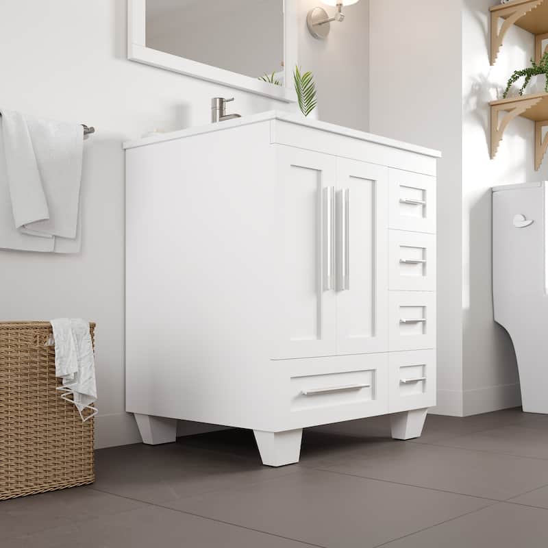 Eviva Loon Bath Vanity with Carrara Quartz Vanity Top & Undermount Sink