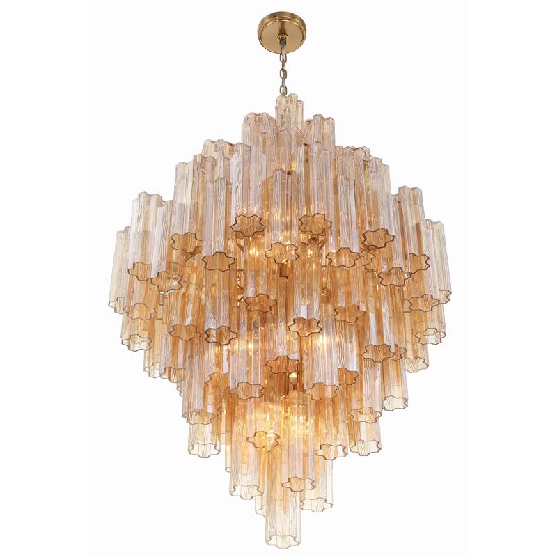Addis 20 Light Aged Brass Chandelier - 30.5"W x 49.5"H x 30.5"D