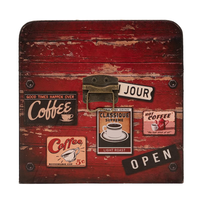 Household Essentials Decorative Trunk with Leather and Metal Accents & Hinged Lid - 11.4"L x 18.5"W x 11.4"H