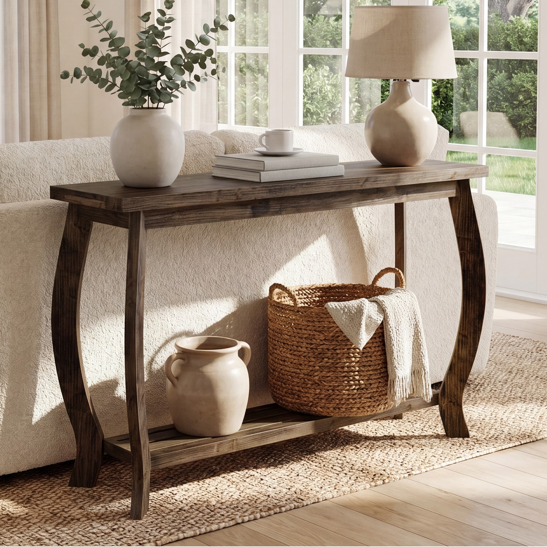 Solid Wood Console Table for Entryway, 41.3-Inch Small Sofa Table